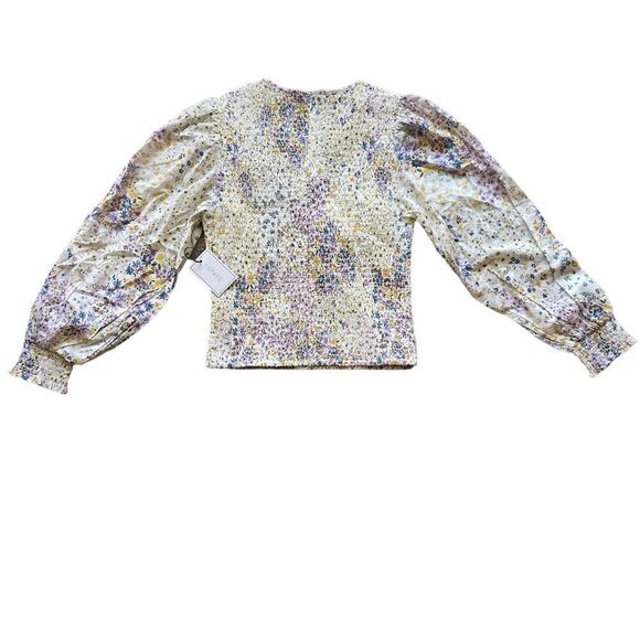 1. STATE Floral Print Long Puffed Sleeve Smocked Blouse Size M - Picture 5 of 6